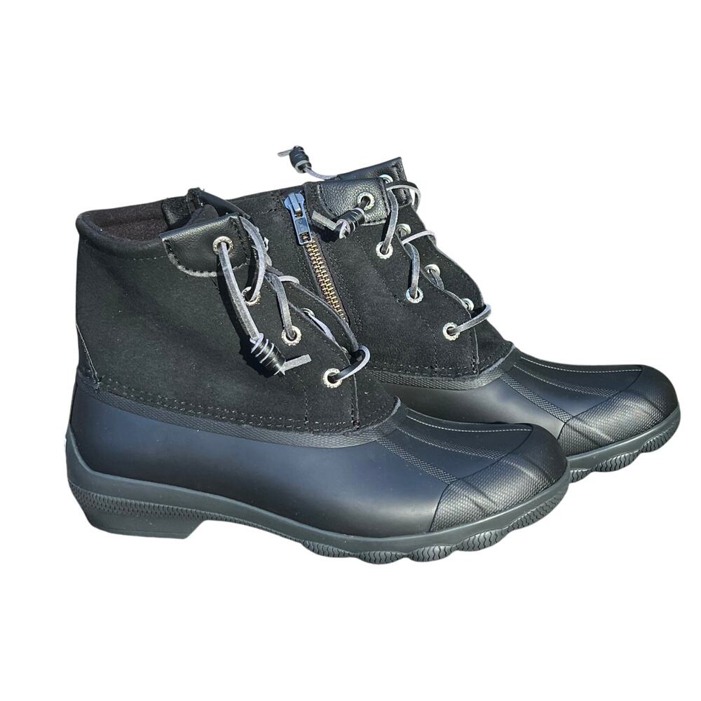 SPERRY Syren Gulf Duck Boot Black Womens Size 7 NEW Rain Waterproof